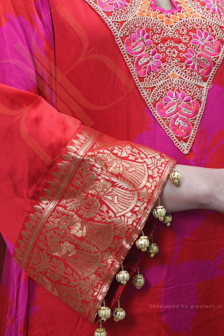Ruby Pink Embroidered Kaftan