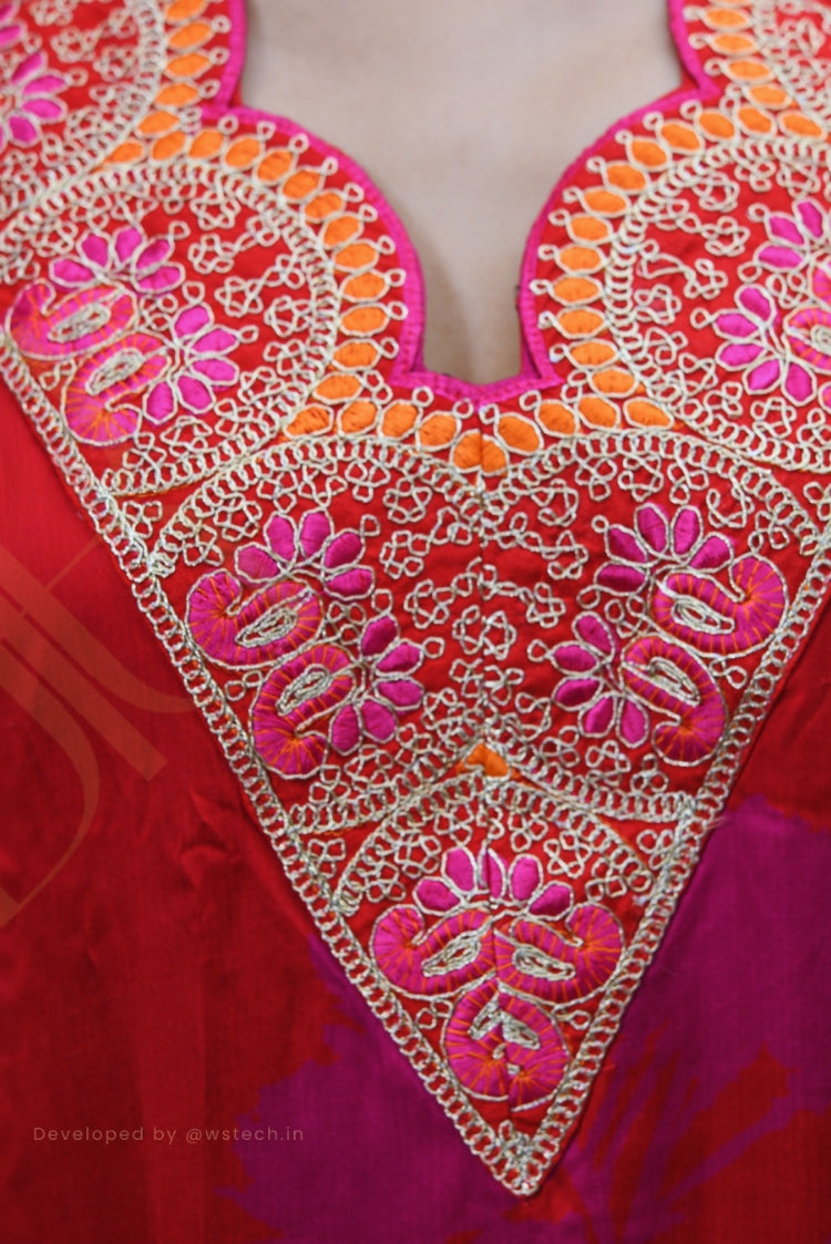 Ruby Pink Embroidered Kaftan