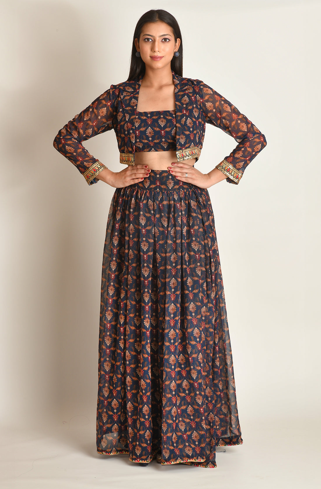 Navy Blue Skirt n Short Jacket