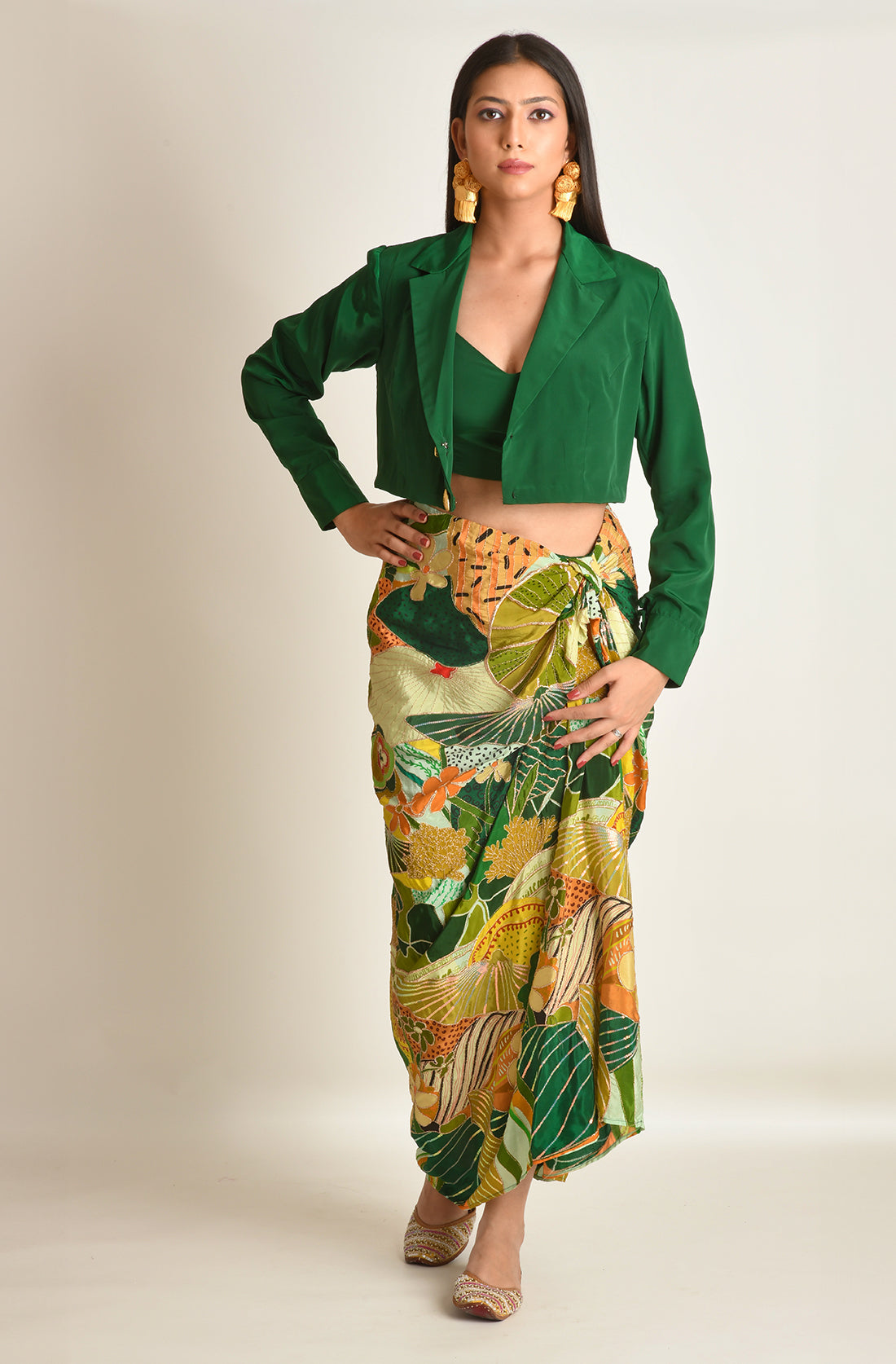 Green skirt jacket best sale