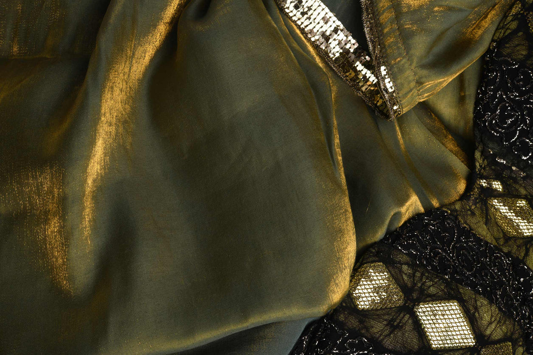 Olive Shimmer Draped Saree
