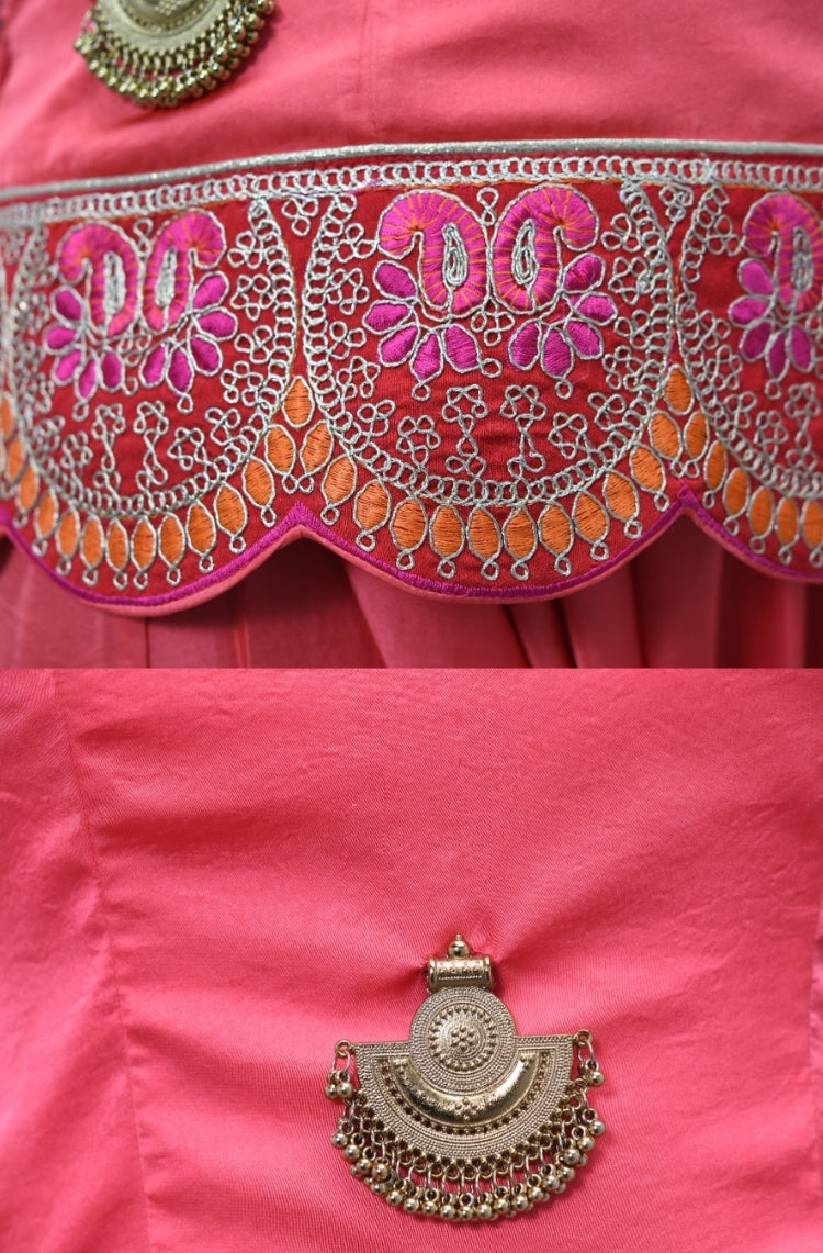 Pink Embroidered Kurta Set with Dupatta